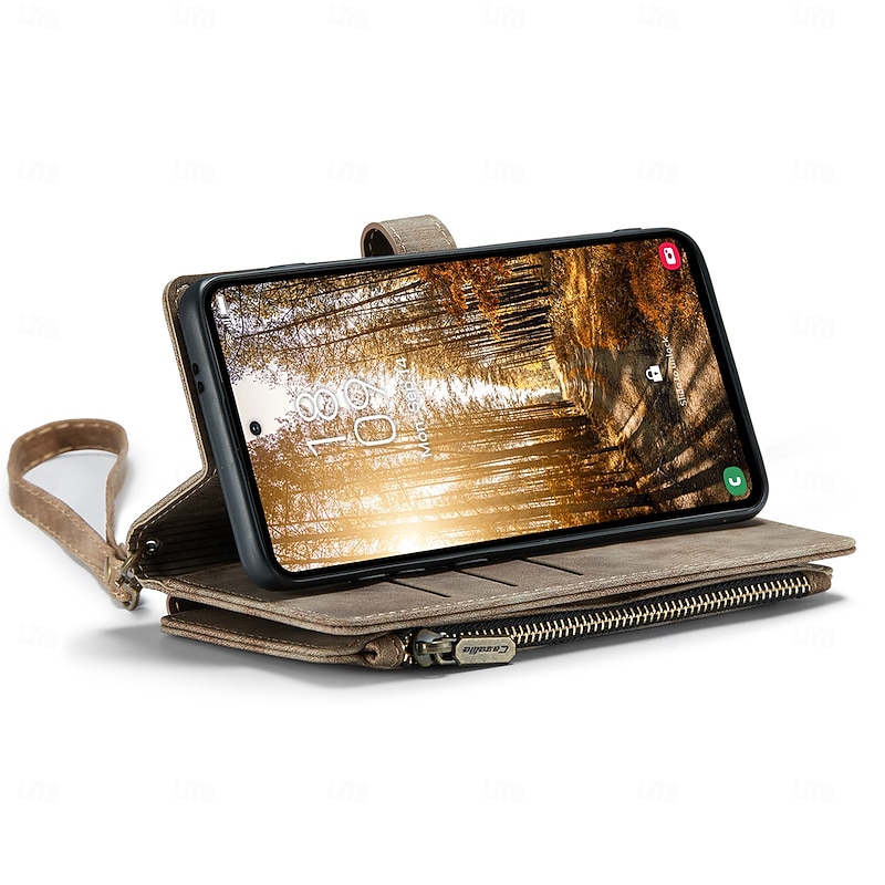 Phone Case For Samsung Galaxy S25 S25 Edge S24 S24 FE S23 Ultra Plus S22 Plus  Ultra A56 A36 A16 A55 5G Wallet Case Zipper with Lanyard Kickstand TPU PU Leather4