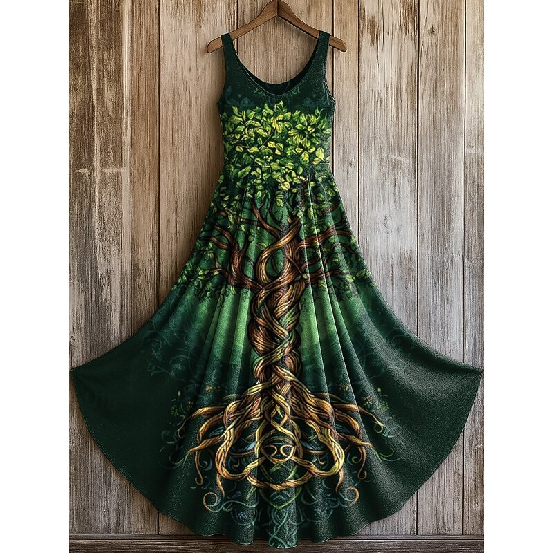 Women's Tree of Life Merkabah Maxi Dress Sundress A Line Dress Slip Dress Pleated Dress Vacation Casual Boho Daily Holiday Beach Regular Fit Graphic Sleeveless U Neck4