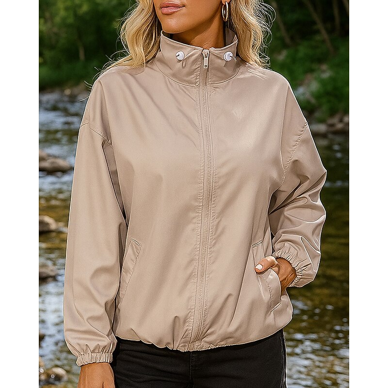 Women's Outdoor Jacket Hiking Jacket Rain Coat Outdoor Waterproof Windproof Hiking Outfits Hiking Clothes Spring Autumn / Fall Top Camping / Hiking / Caving Running Black Army Green Purple2