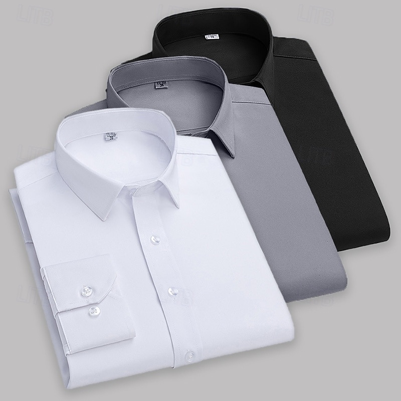 Men's Shirt Dress Shirt Button Up Shirt Tuxedo Shirts Solid / Plain Color Office & Career Daily Wear Black+White+Gray black+white+green White+Gray+Green Gray+Green+Red Long Sleeve Shirt Collar All2