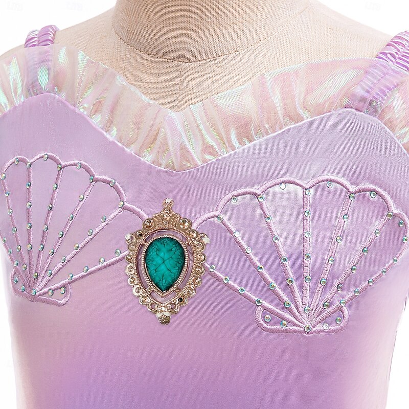 The Little Mermaid Fairy Tale Princess Ariel Dress Costume Mermaid Tail Storybook Characters Movie Cosplay for Girls' Kid's Halloween Carnival World Book Day Performance School Event Dress Up2