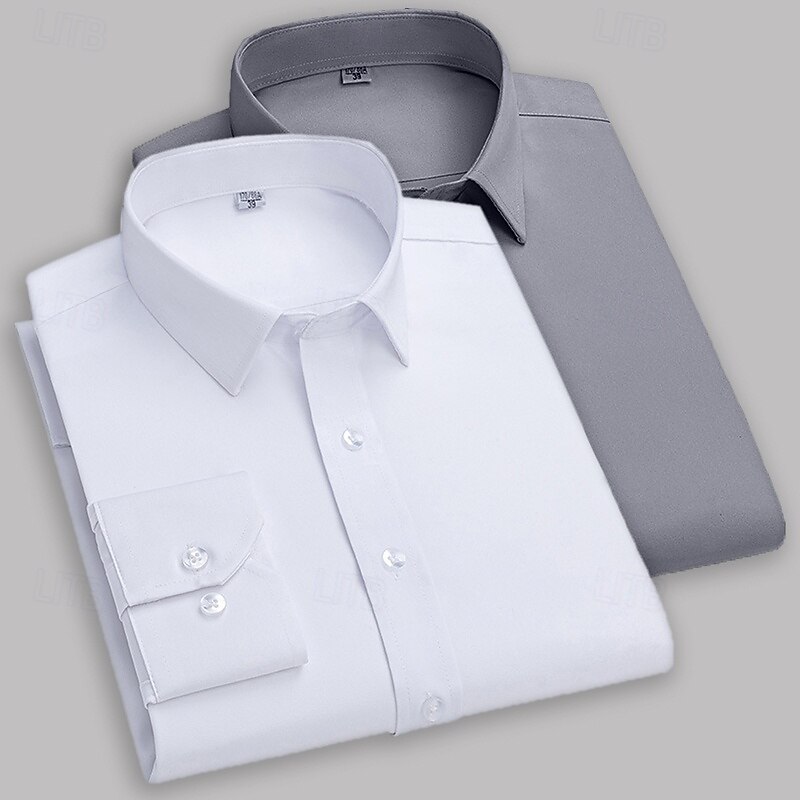 Men's Shirt Dress Shirt Button Up Shirt Solid / Plain Color Office & Career Daily Wear White+Red Green+Gray White+Green White+Gray Long Sleeve Shirt Collar All Seasons Clothing Apparel Basic4