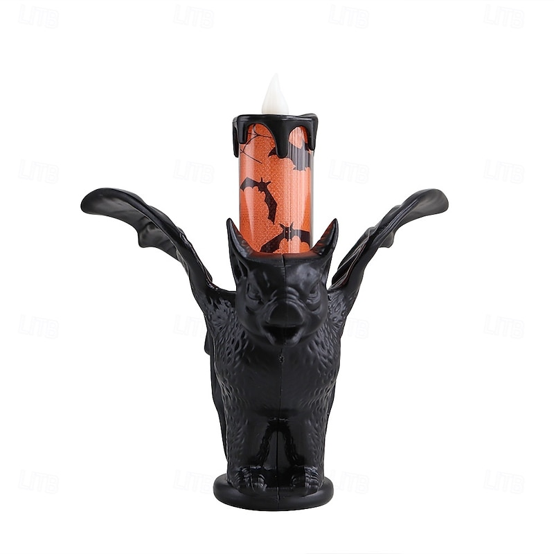 1 Pc Halloween bat glowing LED electronic candle light simulation candle holder decoration light indoor and outdoor party atmosphere decoration light purple orange3