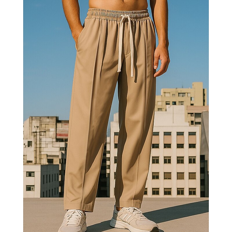 Men's Wide Leg Pants Cargo Pants Track Pants Pocket Drawstring High Waist Bottoms Athleisure Gym Workout Fall Quick Dry Breathable Gym Workout Outdoor Running Loose Fit Sportswear Activewear Solid