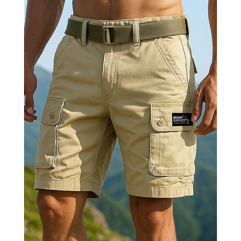 Men's Cargo Shorts Summer Outdoor Regular Fit Waterproof Windproof Bottoms Pocket Black Green Cotton Camping / Hiking Running S M L XL XXL