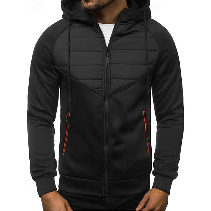Men's Running Jacket Outdoor Jacket Hooded Jacket Drawstring Pocket Long Sleeve Top Athleisure Patchwork Waterproof Windproof Lightweight Breathable Gym Workout Hiking Running Sportswear Activewear4