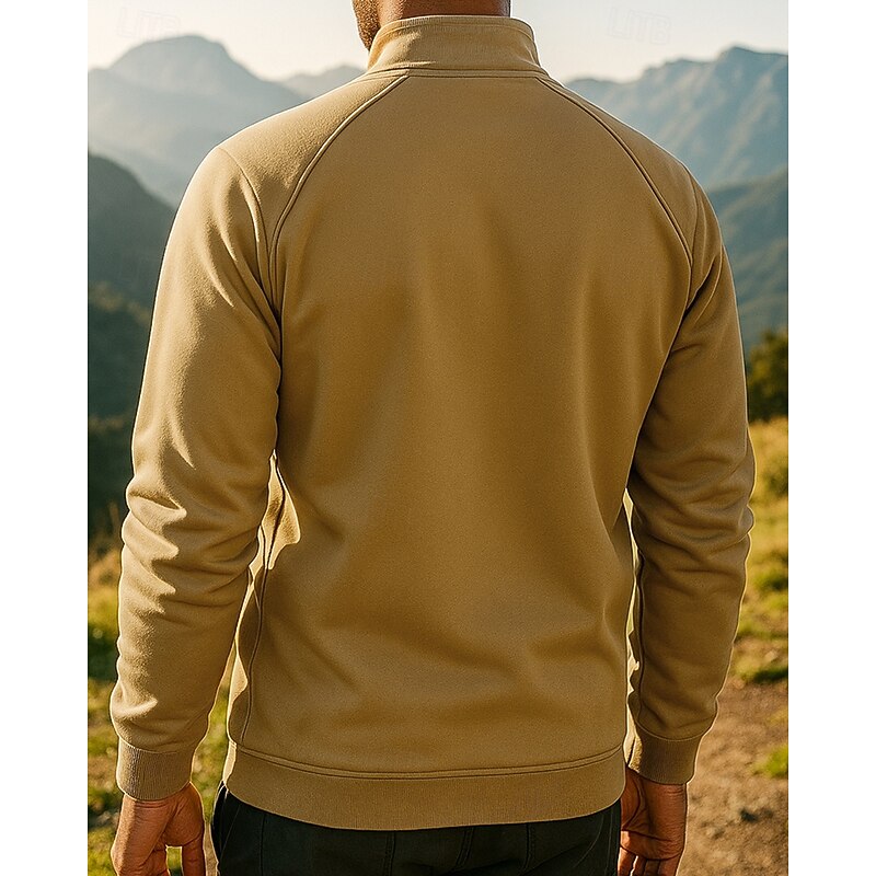 Men's Fleece Jacket Thermal Jacket Winter Outdoor Patchwork Thermal Warm Top Black Green Khaki Grey2