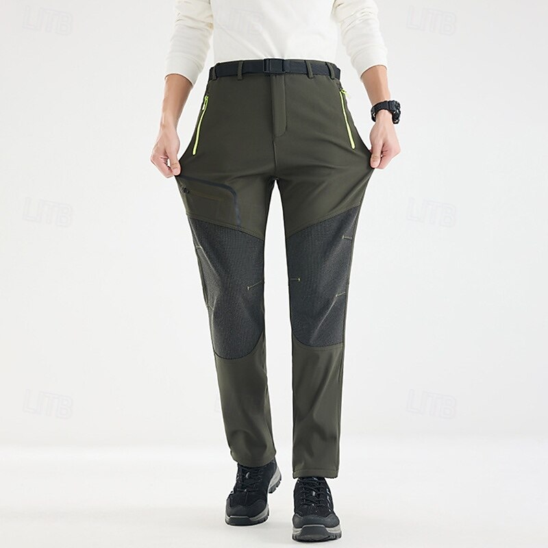 Men's Cargo Pants Hiking Pants Trousers Hiking Rain Pants Fleece Pants Winter Outdoor Regular Fit Waterproof Windproof Bottoms Pocket Black Army Green Camping / Hiking Running M L XL XXL XXXL2