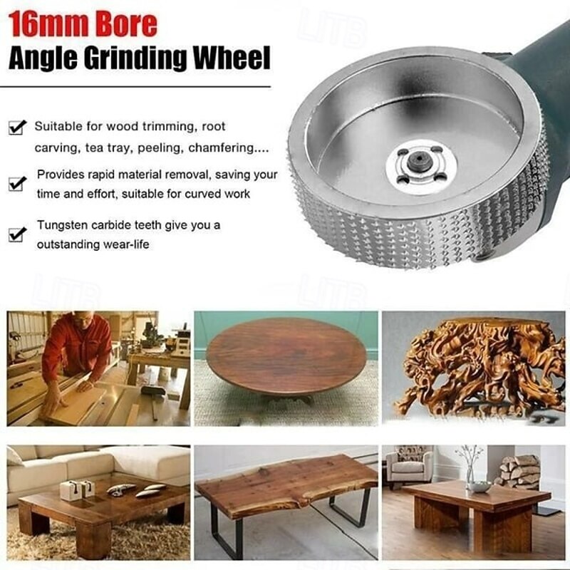 Wood Angle Grinding Wheel Carbide Shaping Disc for Angle Grinder Wood Carving Sanding Polishing Root Carve Tea Tray Slot Grinding Tool3
