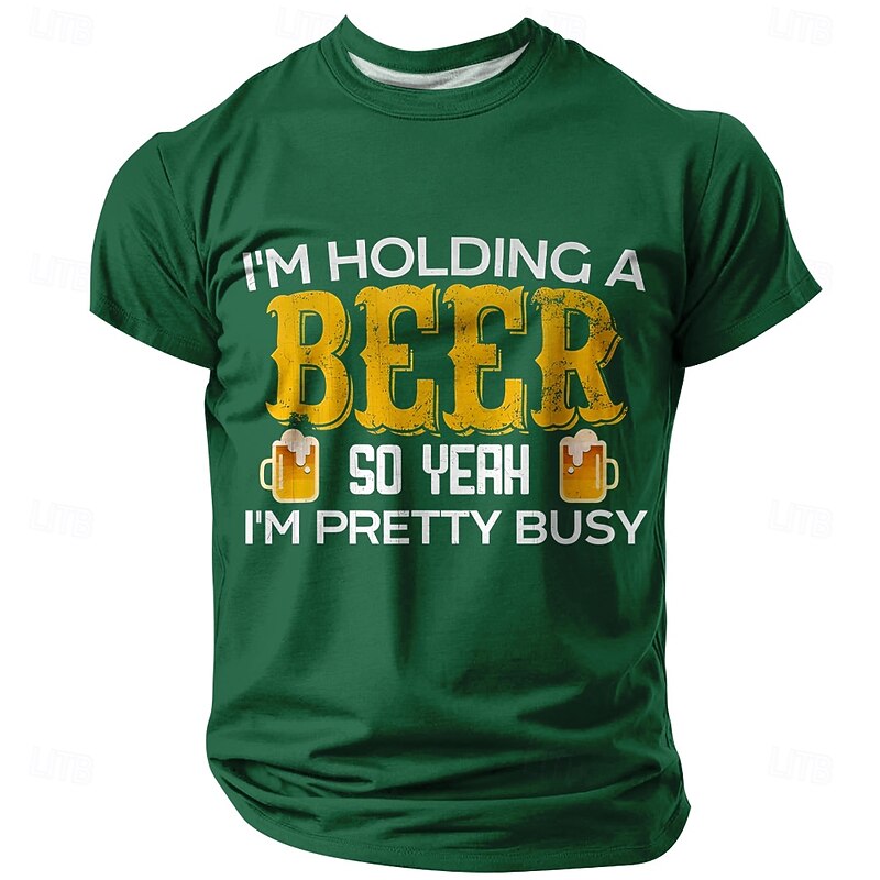 Oktoberfest Men's Funny Beer T Shirt Short Sleeve T shirt 3D Print Crew Neck Shirt Fashion Exaggerated Daily Party Street Casual Black Blue Green Summer Spring All Seasons Clothing Apparel S M L XL3