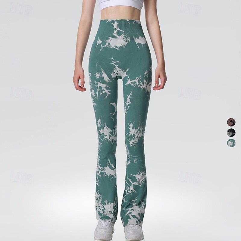 Women's Workout Leggings Yoga Pants Tummy Control High Waist Dance Pilates Running Bottoms Tie Dye Black Green Coffee Fall Sports Activewear Tight Fit2