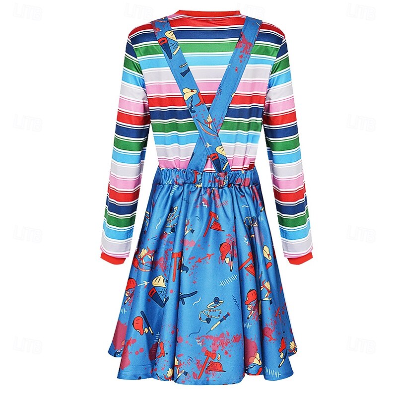 Chucky Scary Doll Halloween Dress T-shirt Horror Scary Costume Adults' Women's Halloween Carnival Performance Party Easy Halloween Costumes Dress Up2