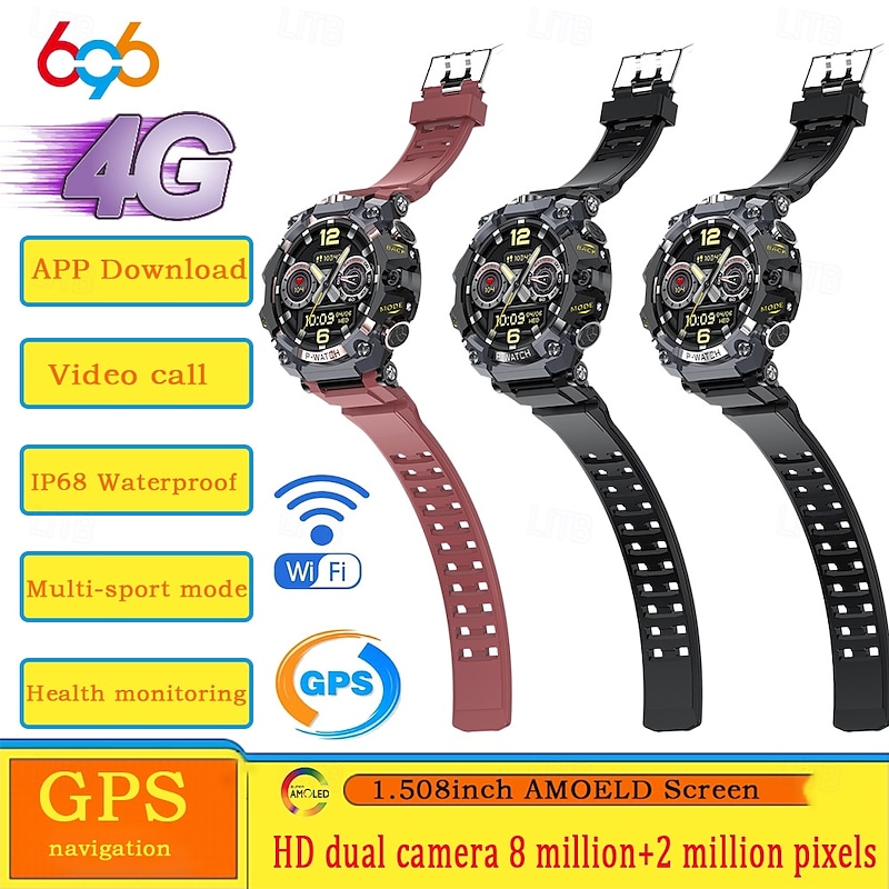 P888 Smart Watch 1.508 inch Smartwatch Fitness Running Watch Bluetooth 4G Pedometer Call Reminder Activity Tracker Compatible with Android iOS Men GPS Long Standby Waterproof IP68 22mm Watch Case3
