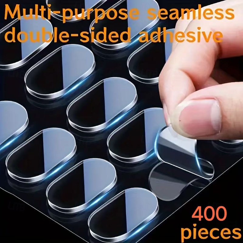 400pcs Double-Sided Adhesive Strips, Residue-Free Waterproof Tape for Home Decor, Posters, Photo Frames, Office Supplies, Strong and Practical Sticky Pads2