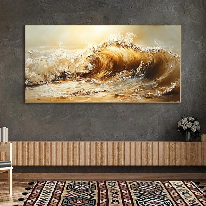Handmade Oil Painting Wall Art Decoration Modern Abstract Sea Wave for Living Room Home Decor Stretched Frame Hanging Painting/Rolled Canvas (No Frame)4
