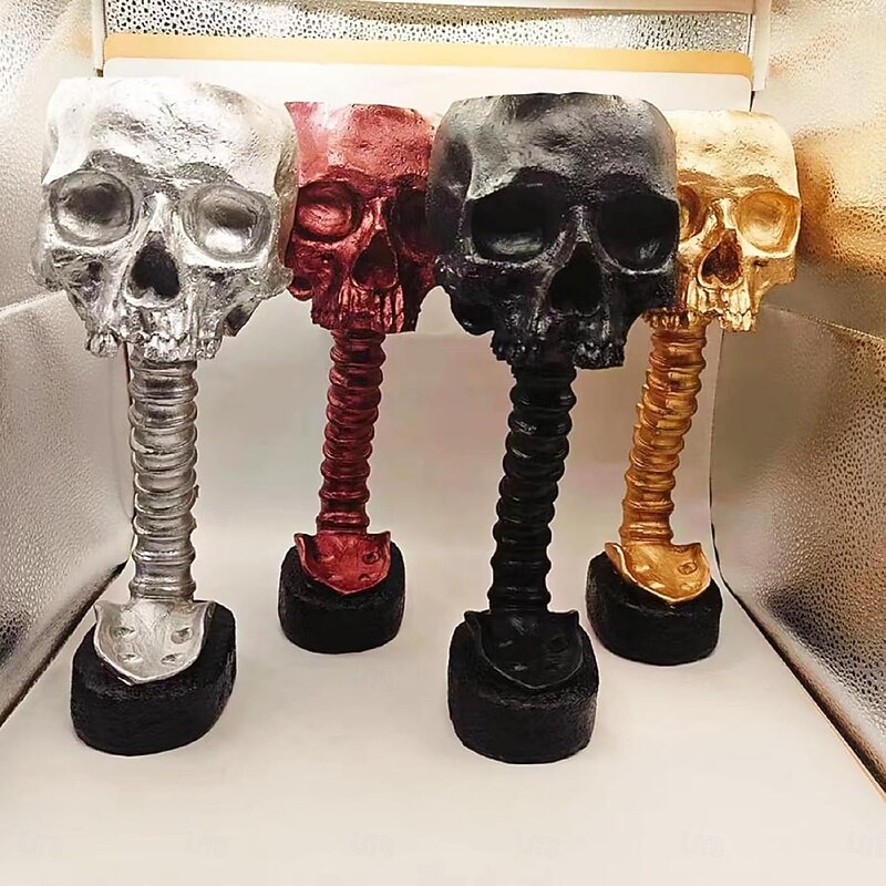 Halloween Skull Planter & Spine Stand, Resin Skull Head Flower Succulent Cactus Planter Pots,or Home Office Desk Decorations Halloween Scene Statue Sculpture Decorations3