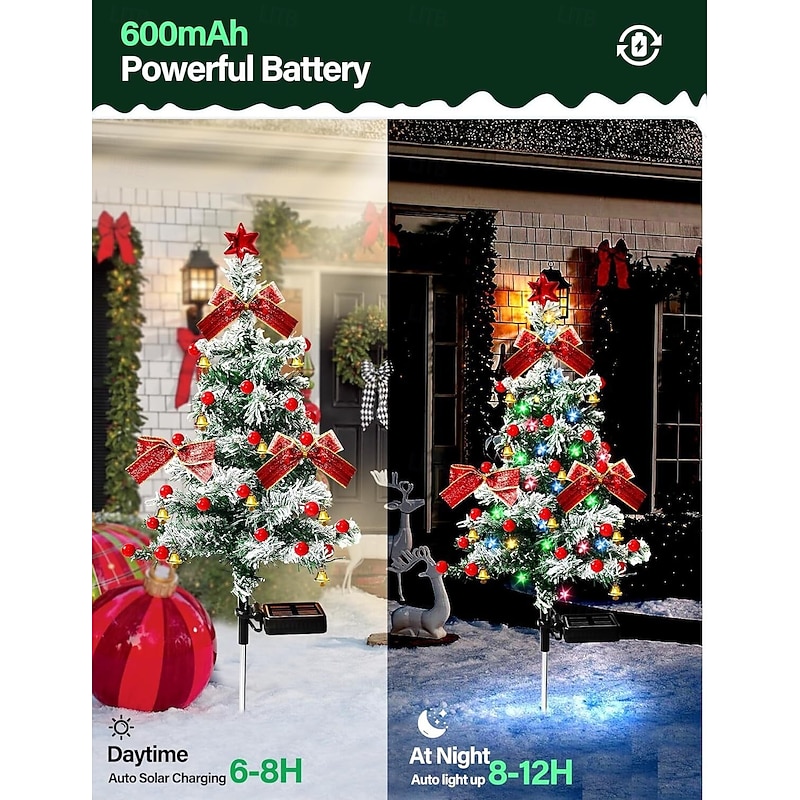 Solar Christmas Tree 1 PCS, Lights Decorations, Outdoor Waterproof Christmas Decorations Tree Lights for Garden/Patio/Lawn/Yard, Ornament4