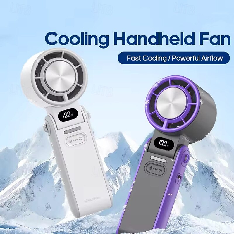 Outdoor Foldable Portable Handheld Fan Mini Cooling Rechargeable 3600mAh 100-level Free Control High Speed Turbo Fan