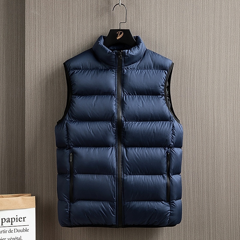 Men's Hiking Vest Puffer Vest Sleeveless Vest Outdoor Thermal Warm Winter Pocket Polyester Black Blue Green Hunting Fishing Climbing4