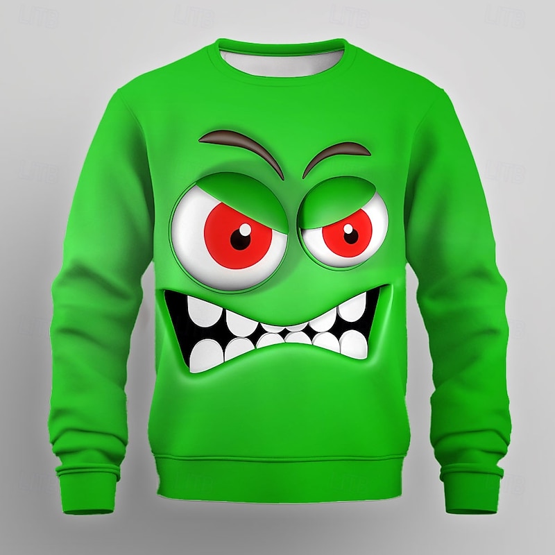 Men's Cartoon 3D Sweatshirt Sweatshirt Long Sleeve Sweatshirt Crew Neck Casual Punk & Gothic 3D Print Party Streetwear All Seasons