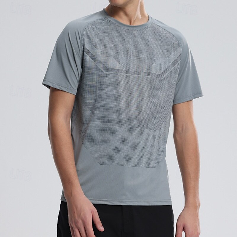 Men's Performance Shirt Sport Tee Shirt Short Sleeve Crew Neck Top Outdoor Quick Dry Sweat wicking anti-odor Breathable Polyester Dark Grey White Pink Tennis Golf Running3