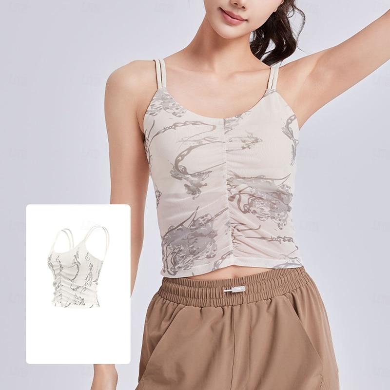 Women's Graphic Fashion Tennis Shirt Tennis Tank Top Tennis Tee 1 PC Sleeveless Sporty Printing Contrast Mesh Reduces Chafing High Elasticity Professional Tennis Running Fitness Strap U Neck Sports3