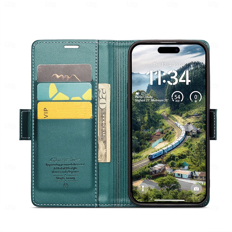 Phone Case For Apple AirTag iPhone 17 Air iPhone 16 15 14 Pro Max Plus iPhone 16e iPhone 13 12 11 Pro Max Mini Flip Cover Full Body Protective Kickstand Card Slot TPU PU Leather3