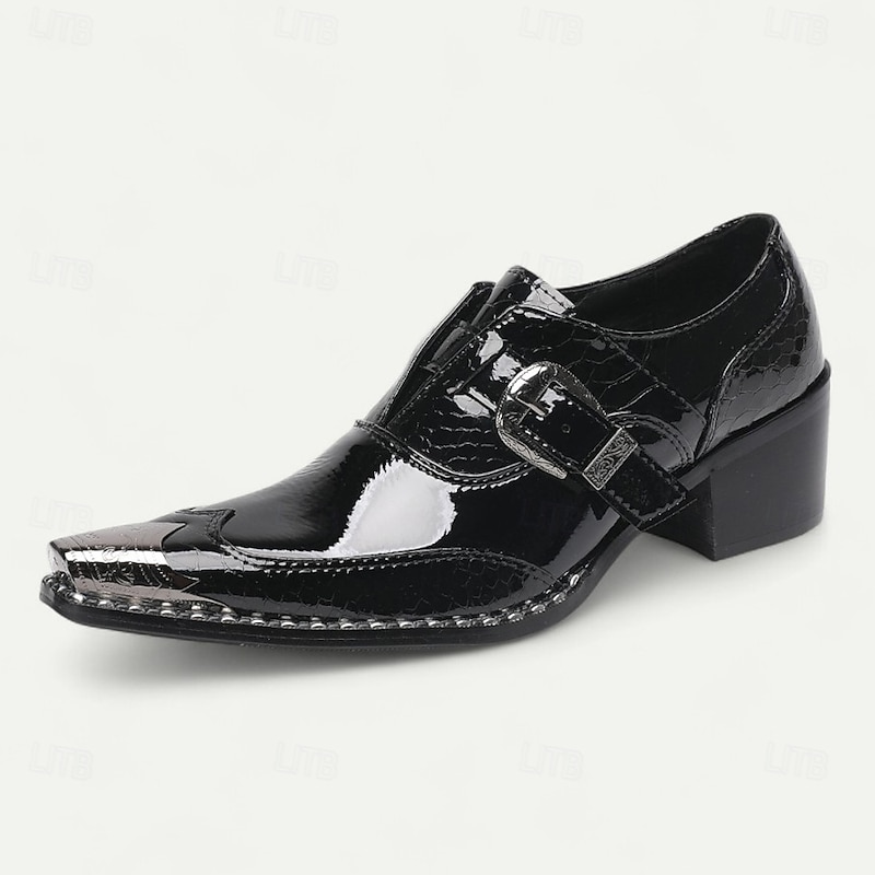 Men's Black Glossy Monk Strap Shoes - Premium Cowhide Double Buckle Formal Shoes for Special Occasions and Fashion-Forward Events2