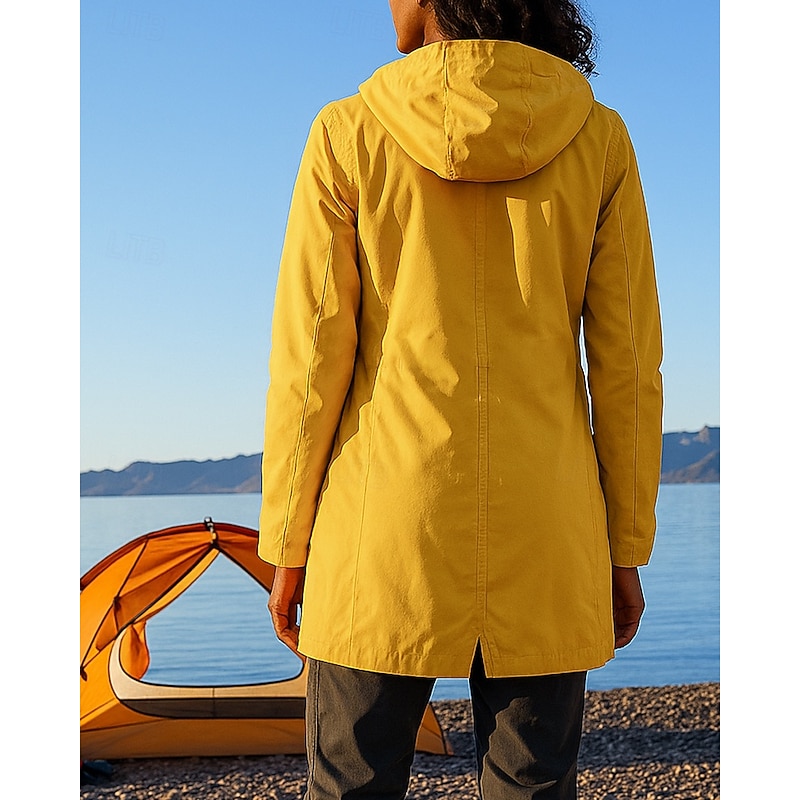 Women's Rain Coat Outdoor Waterproof Windproof Hiking Outfits Hiking Clothes Winter Autumn / Fall Top Camping / Hiking / Caving Running Solid Color Black Yellow Pink2