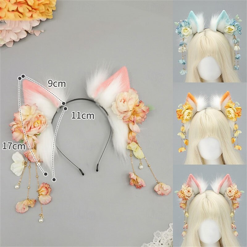 Handmade Fox and Wolf Ears Headband – Lolita Style Cosplay Accessories for Hanfu, Ancient Chinese Costume, KC, and Convention Role Play2