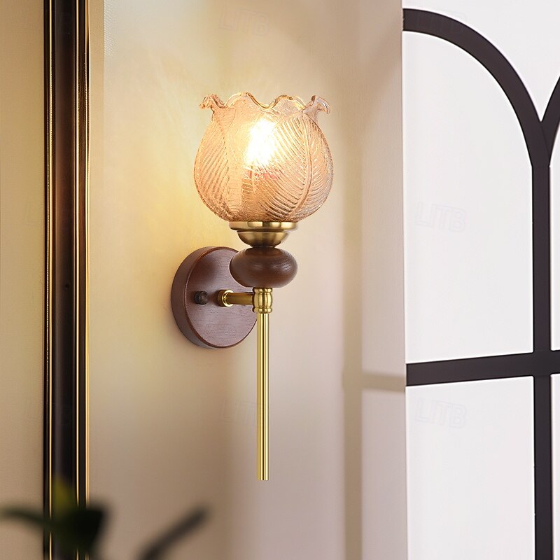 Wall Sconce Glass, Modern Wall Light Fixtures, Farmhouse Wall Sconces with Clear Glass Shade, Wall Lights for Living Room, Bedroom, Stair, Bathroom, Hallway 110-240V2