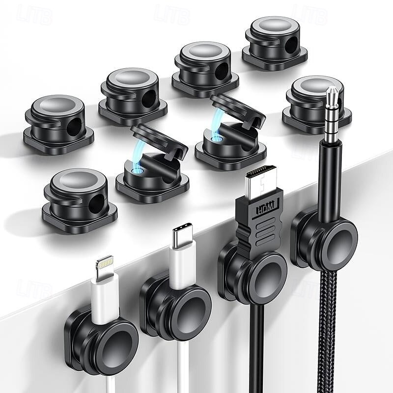 12 Pcs Magnetic Cable Clips Desktop Cord Organizer Car Wire Holder Charging Cable Management Clips for USB Headphones Phone Charger Plug Cord Keeper