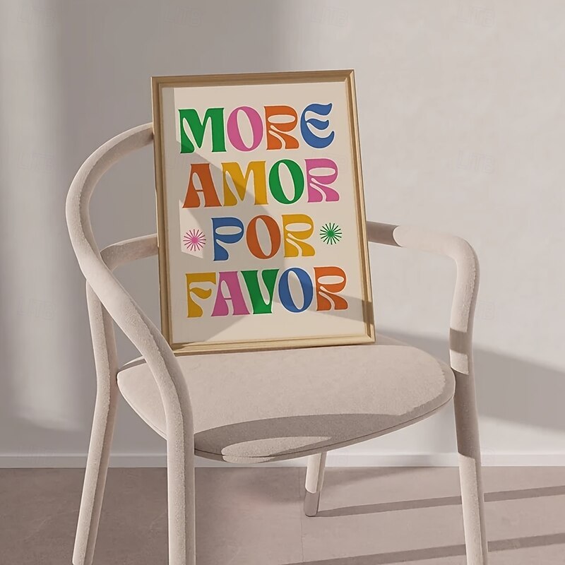 1pc Inspirational Love Quote Canvas Wall Art Retro More Amor Por Favor Typography Poster Frameless Educational Chart for Bedroom Living Room Home Decor - Autumn Thanksgiving Gift3