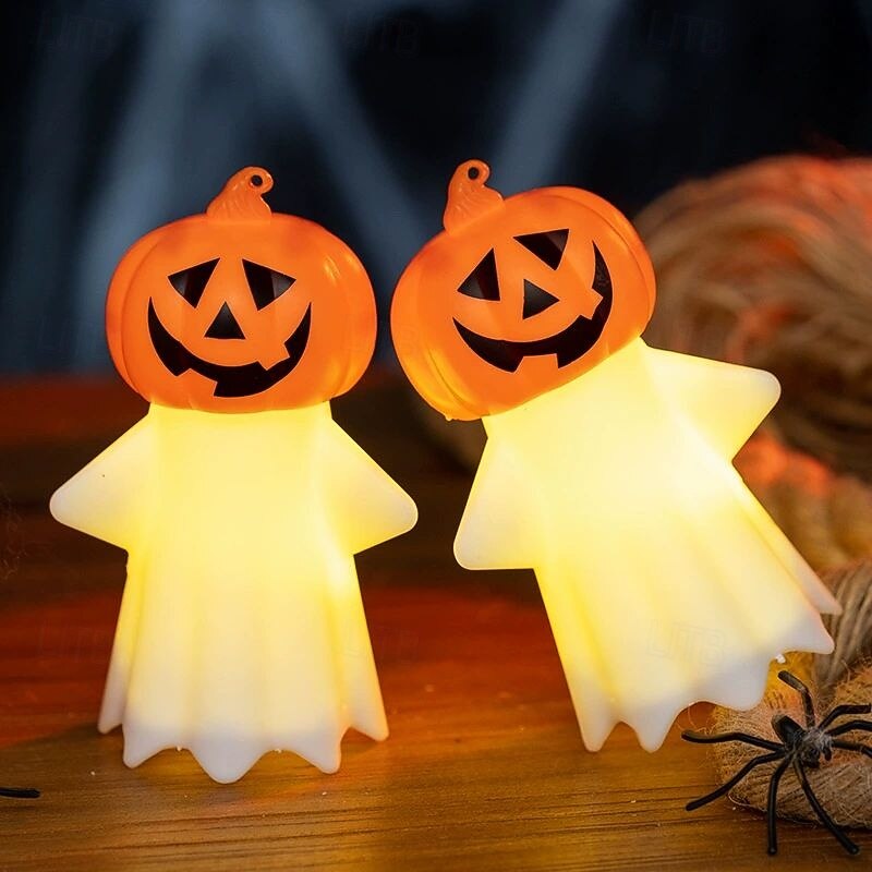 2/4 PCS Halloween Ghost Pumpkin Lantern Halloween Glowing Candle Night Light Bar Haunted House Decoration Props Party Scene Layout3