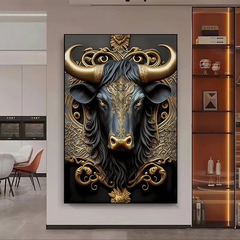 1pc Frameless Modern Bull Gold Art Decorative Canvas Poster For Bedroom And Living Room Decoration3