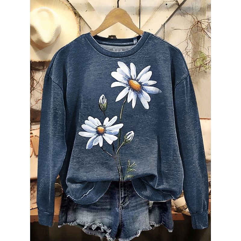 Women's Sweatshirts Graphic Animal Casual Long Sleeve Crew Neck Regular Tops Street Dailywear Casual Print Yellow Blue Purple Orange Green Fall Winter4