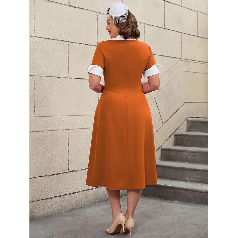 Retro Vintage 1950s Rockabilly Midi A Line Dress Flare Dress Plus Size A-Line Fancy Dress Women's Vacation Homecoming Party & Evening Adults Dress Spring & Summer4