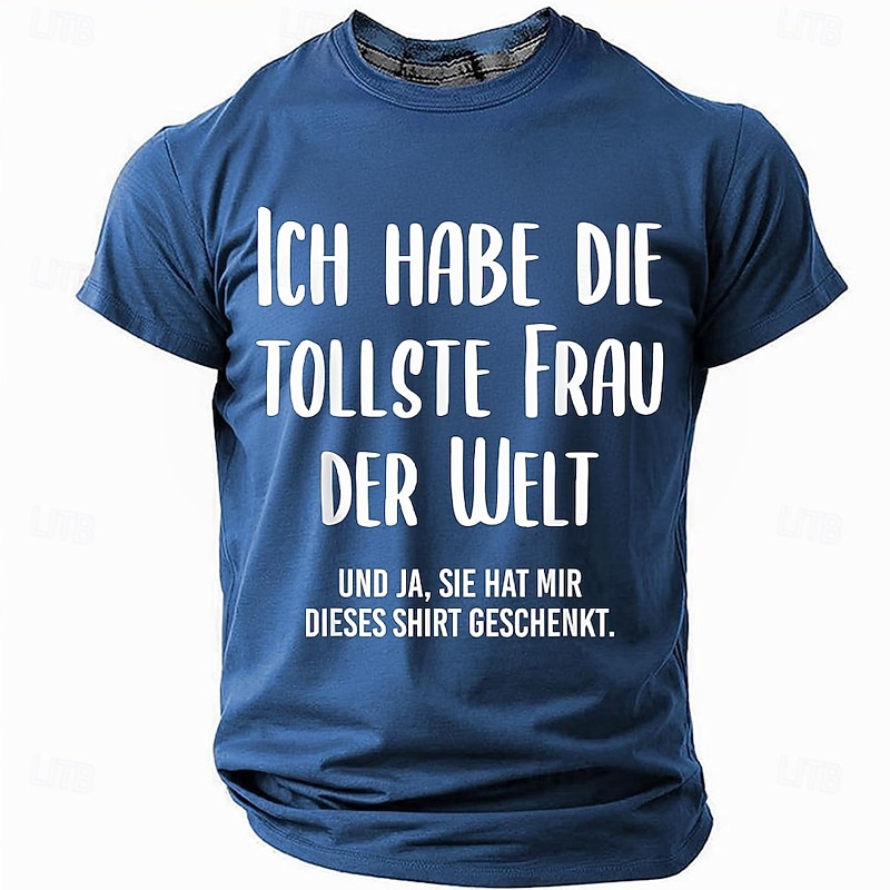 Greatest Wife In The World Men's Blue Graphic T-Shirt - Funny Husband Gift from Wife Tee4