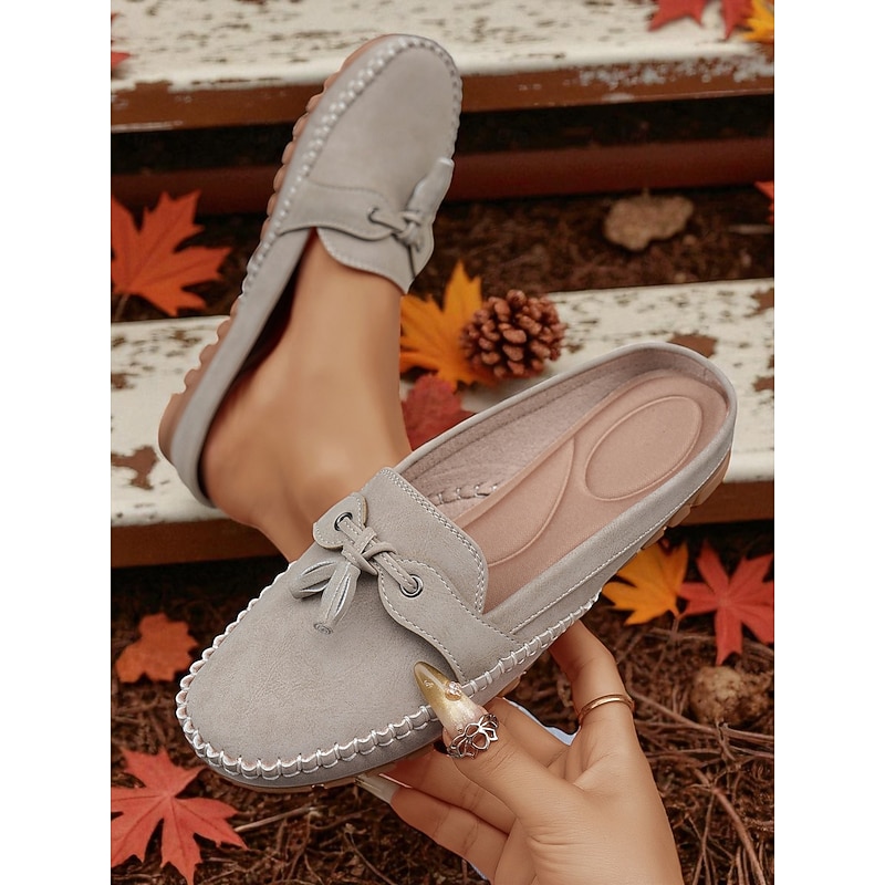 Women's Tassel Moccasin Mules – Casual Slip-On Loafers for Daily Commute and Relaxed Outfits4