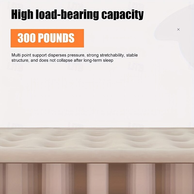 1pc Portable Lightweight Inflatable Bed  Outdoor Tent Camping Single Sleeping Pad Standard Soft Inflatable Mattress Can Be Used at Home for Floor Nap Without Pump2