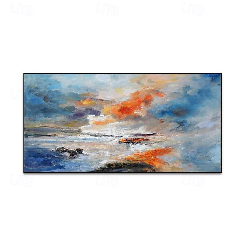 Handmade Oil Painting Canvas Wall Art Decoration Abstract Beach Sunset Scenery  for Home Decor Rolled Frameless Unstretched Painting2