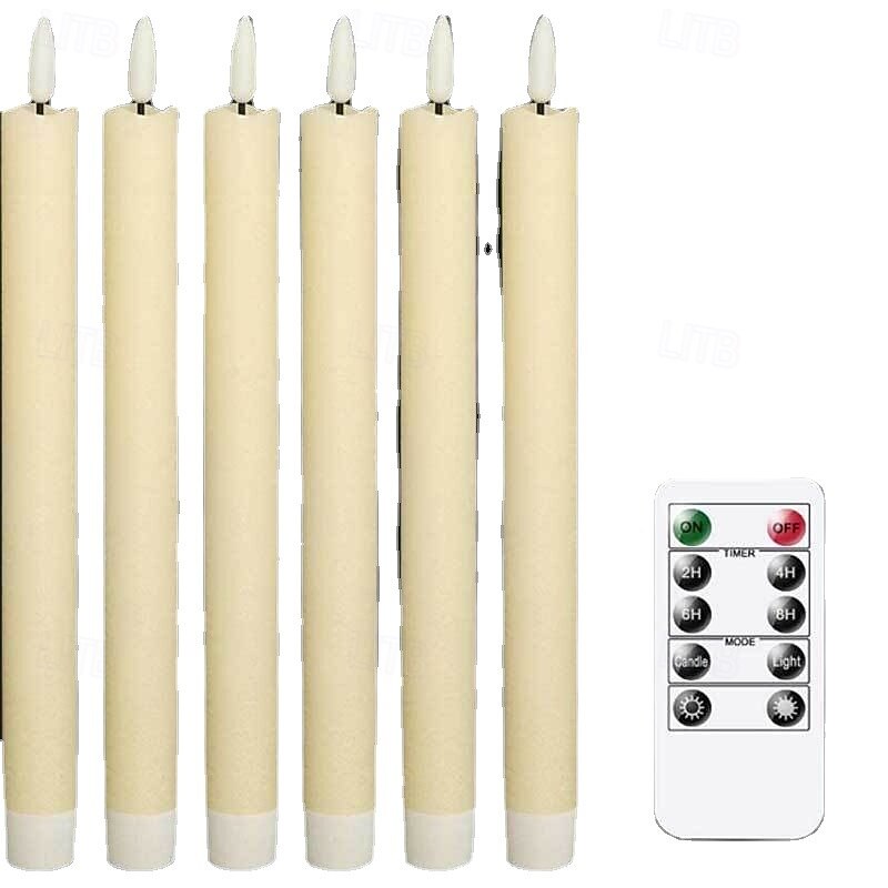 6 Pcs Halloween Christmas 16.5/17.5/22.5CM simulation electronic candle remote control AAA battery indoor and outdoor wedding party atmosphere decoration light4