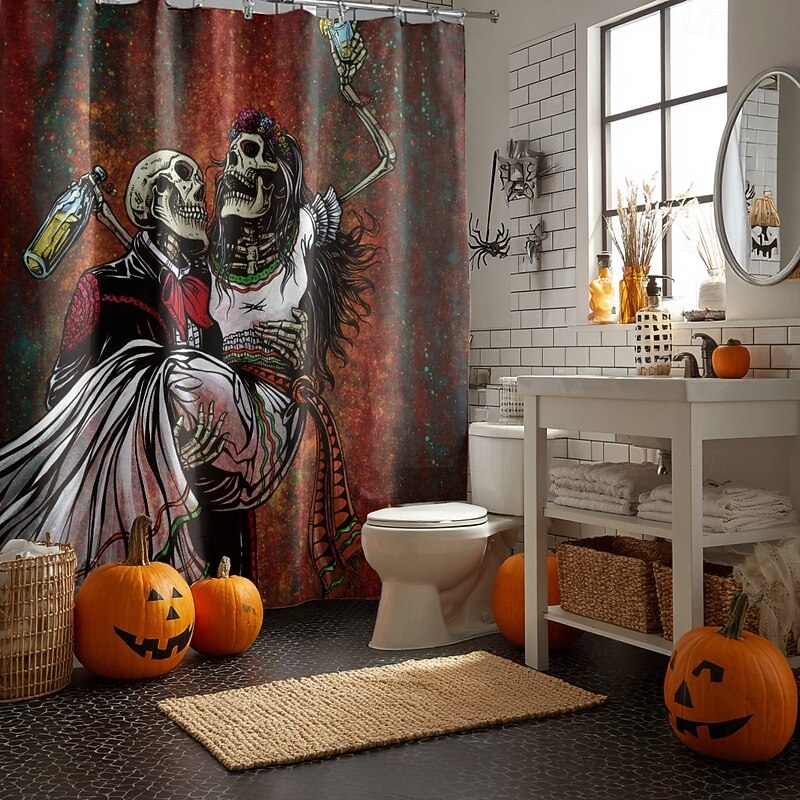 Bottoms Up by David Lozeau Halloween Shower Curtain with Hooks Polyester Washable Waterproof Pattern Bathroom Bathtub Decor2
