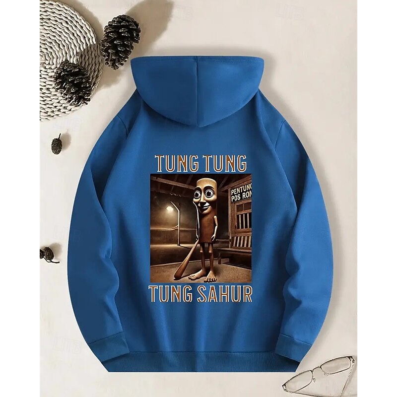 Boys' Casual Long Sleeve Hoodie with TUNG TUNG TUNG SAHUR Print Spring Fall Fashion Streetwear Kids 4-12 Years Hooded Outdoor Daily Regular Fit3