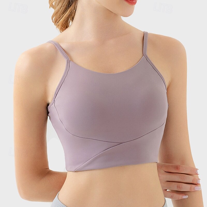 Women's Workout Tank Tops Sports Bra Underwear Medium Support Breathable Wireless Padded Solid / Plain Color Sport Activewear Pink Purple Gym Fitness Yoga4