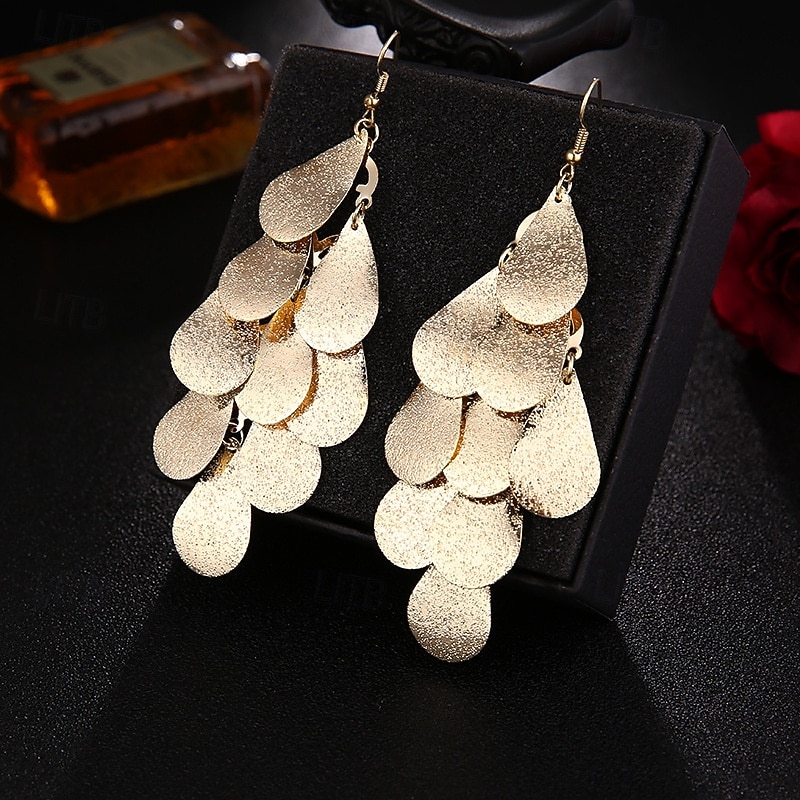 Drop Earrings Classic Leaf Korean Earrings Jewelry Silver / Black / Gold For Wedding Work Halloween Daily Festival