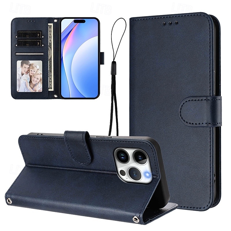 Phone Case For iPhone 17 Pro Max 17 Air 16 Pro Max Plus 16 16 Plus iPhone 16 Pro 15 15 14 Pro Max Plus Wallet Case with Stand Holder Full Body Protective with Wrist Strap Retro TPU PU Leather4