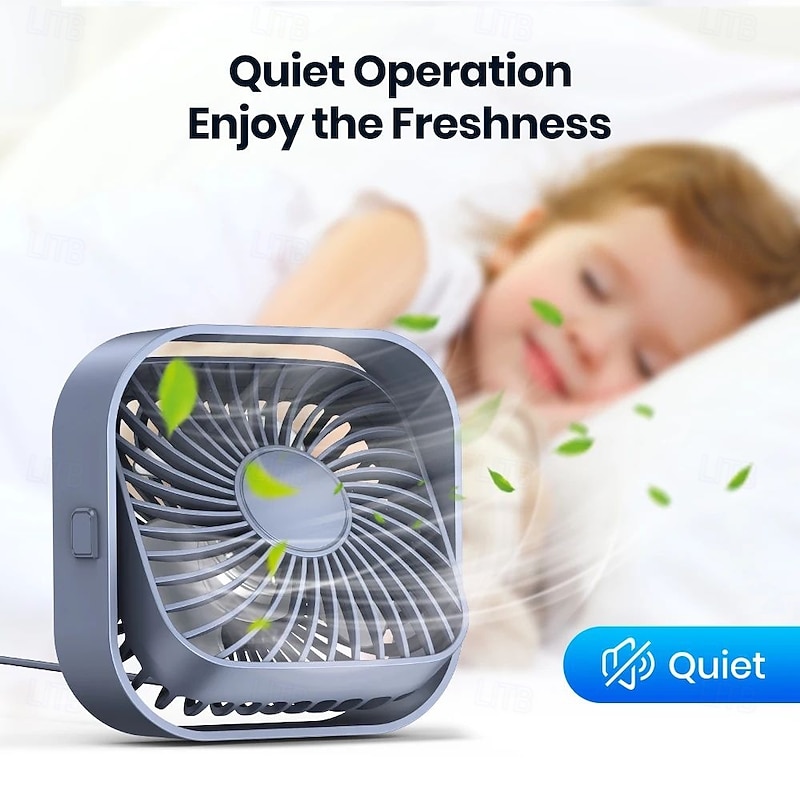 TOPK Mini Portable Fan USB Desk Fan Table Strong Airflow &Quiet Operation 3 Speed Wind 360Rotatable Standing fans for room Home