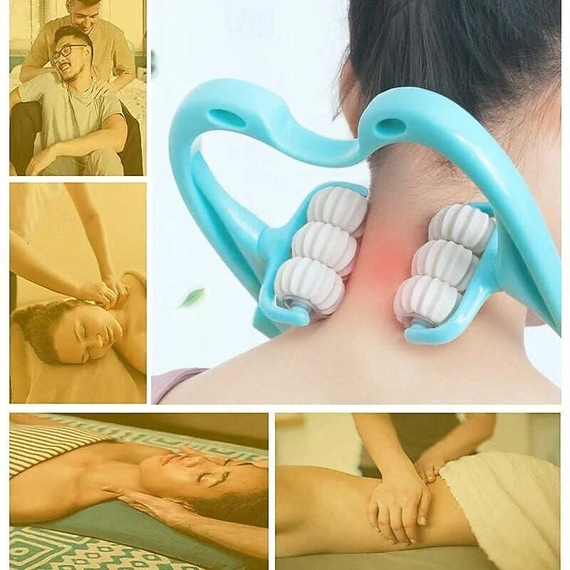 Handheld Roller Cervical Spine Massager Manual Dual Pressure Point Neck Massager Shoulder Pain Relief Multi-Function Kneading Device for Home Use Neck Muscle Tension Relaxation2