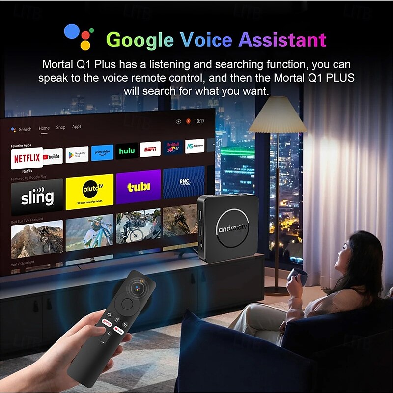 Android TV Box Mortal Q1 PLUS CPU Allwinner H313 Support 2.4G/5.8G Wifi BT5.2 Google Assistant 2GB RAM 16GB 8GB ROM Smart Home TV Box
